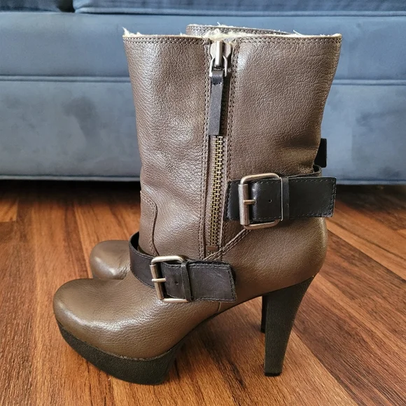 Nine West Shoes Nine West Ireesh Brown Heeled Boots Leather - Main Image